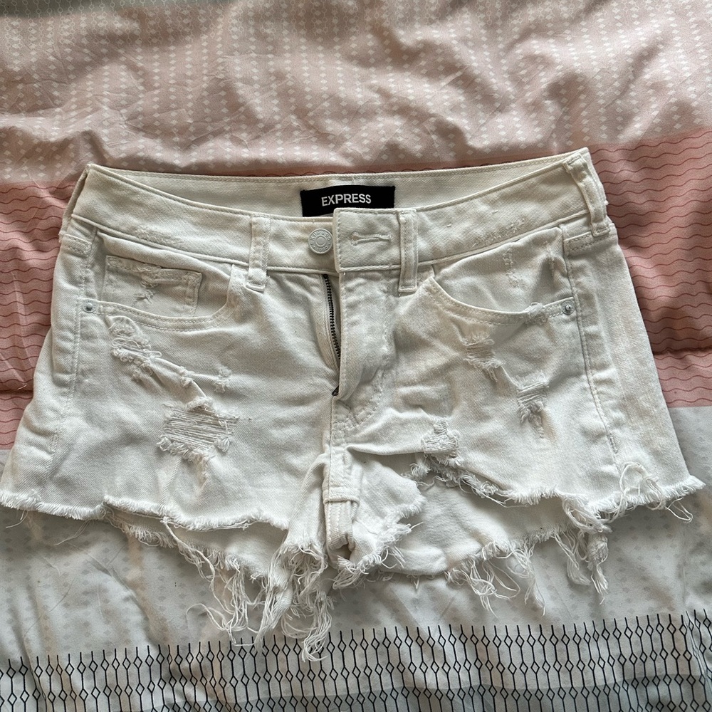 White Express Jean Shorts — size 0